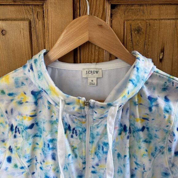 J. Crew Small Full Zip Athletic Long Sleeve Hoodie Hooded Tie Dye - Picture 2 of 10